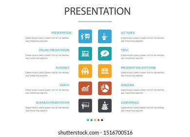 presentation Infographic 10 option concept. lecturer, topic, business presentation, diagram icons