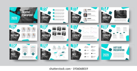 Presentation of infographic with blue design elements, for the annual report, statistics in the corporate style. Leflet template with vector illustration for business concept. Cover with information