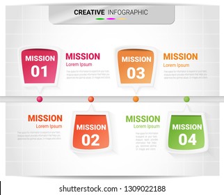 Presentation infographic. Business concept with 6 options template with 4 options, Timeline infographics design vector and marketing icons.