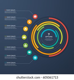 Presentation infographic circle chart 7 options.