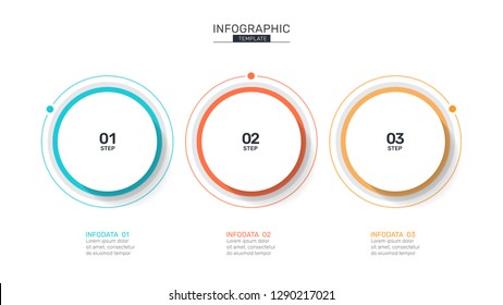 Presentation infographic layout design with thin line processes. Business concept with 3 options, steps circles. Vector illustration.