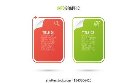 presentation infographic paper label creative design with thin line and marketing icon. Business concept with 2 options, steps or processes. Vector template. 