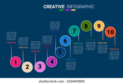 Presentation infographic template with 10 options, Timeline infographics design vector and marketing icons can be used for workflow layout, steps or processes.