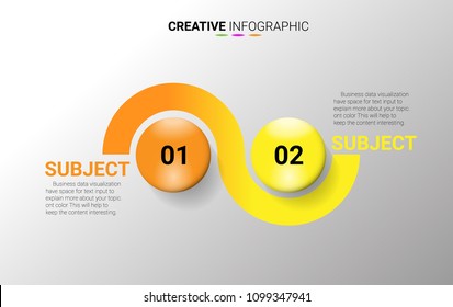 Presentation infographic template with 2 options, Timeline infographics design vector and marketing icons can be used for workflow layout, steps or processes.