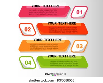 Presentation infographic template with 4 options, Timeline infographics design vector and marketing icons can be used for workflow layout, steps or processes.