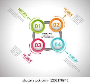 Presentation infographic template with 4 options, Timeline infographics design vector and marketing icons can be used for workflow layout, steps or processes.