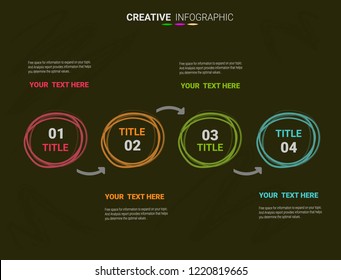 Presentation infographic template with 4 options, Timeline infographics design vector and marketing icons can be used for workflow layout, steps or processes.