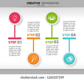 Presentation infographic template with 4 options, Timeline infographics design vector and marketing icons can be used for workflow layout, steps or processes.