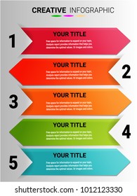 Presentation infographic template with 5 options, Design vector and marketing icons can be used for workflow layout, steps or processes.
