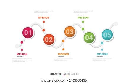 Presentation infographic template with 5 options, vector infographics design and marketing icons can be used for workflow layout, steps or processes.