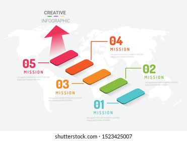 Presentation infographic template with 5 options, vector infographics design and marketing icons can be used for workflow layout, steps or processes.
