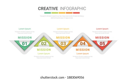 Se puede utilizar una plantilla infográfica de presentación con 5 opciones, diseño de infografías vectoriales e iconos de marketing para el diseño de flujo de trabajo, pasos o procesos.