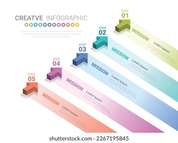 Presentation infographic template with 5 options, vector infographics design can be used for workflow layout, steps or processes.