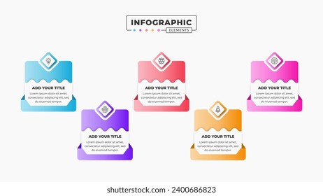 Presentation infographic template with 5 steps or options