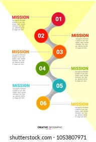 Plantilla infográfica de presentación con 6 opciones, diseño de infografías de línea de tiempo vectorial e iconos de marketing se pueden utilizar para diseño de flujo de trabajo, pasos o procesos.