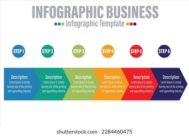 Plantilla infográfica de presentación con 6 pasos o 6 opciones, diseño de infografía vectorial e iconos de marketing se pueden utilizar para diseño de flujo de trabajo, pasos o procesos.