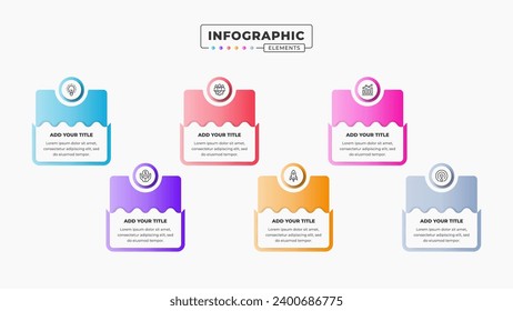 Presentation infographic template with 6 steps or options