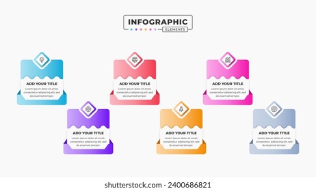 Presentation infographic template with 6 steps or options