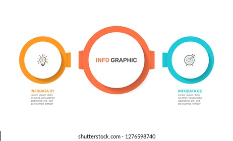 Presentation infographic template. Business concept with  2 options, marketing icons. Vector illustration.