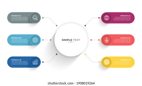 Presentation infographic template design with icons and circles. Business concept with 6 options, steps.