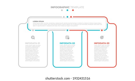 Presentación diseño de plantillas infográficas con iconos. Concepto de negocio con 3 opciones o pasos. Ilustración vectorial.