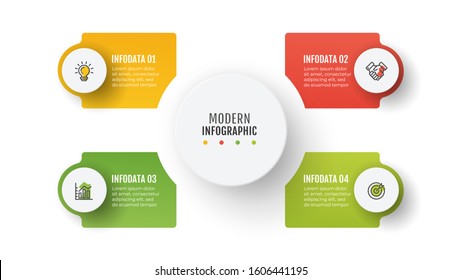Presentation Infographic template design layout with marketing icons. Business concept with 4 options, steps or processes. Vector illustration.