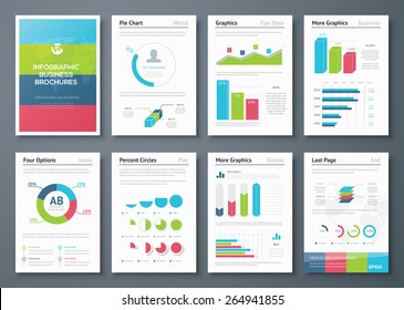 Presentation infographics for creative business design. Big set of modern infographic vector elements for web, print, magazine, flyer, brochure, media, marketing and advertising concepts.