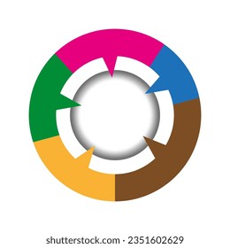 Presentation or infographics element. Colored presentation element in five parts. Vector illustration. EPS 10.
