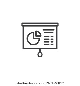 Presentation infographics outline icon. linear style sign for mobile concept and web design. Business Analytics Presentation screen simple line vector icon. Symbol, logo illustration. Pixel perfect 