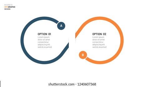 Presentation infographics template. Business concept with 2 option, processes. Vector illustration. Can be used for diagram, report, plan, web design.