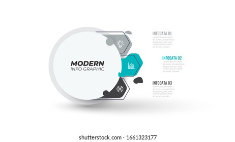 Plantilla de información de presentación. Concepto de negocio con 3 opciones de número e iconos de marketing. Ilustración vectorial. Se puede utilizar para diseño de flujo de trabajo, informe anual, gráfico de información, diseño web.