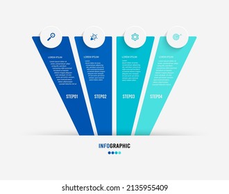 Plantilla de información de presentación. Concepto de negocio con 4 opciones de número e iconos de marketing. Ilustración vectorial. Se puede utilizar para diseño de flujo de trabajo, informe anual, gráfico de información, diseño web.
