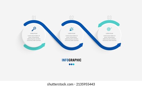 Presentation Infograpics template. Business concept with 3 number options and marketing icons. Vector illustration. Can be used for workflow layout, annual report, info chart, web design.