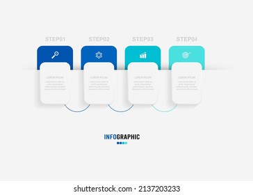 Presentation Infograpics template. Business concept with 4 number options and marketing icons. Vector illustration. Can be used for workflow layout, annual report, info chart, web design.