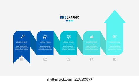 Presentation Infograpics template. Business concept with 5 number options and marketing icons. Vector illustration. Can be used for workflow layout, annual report, info chart, web design.