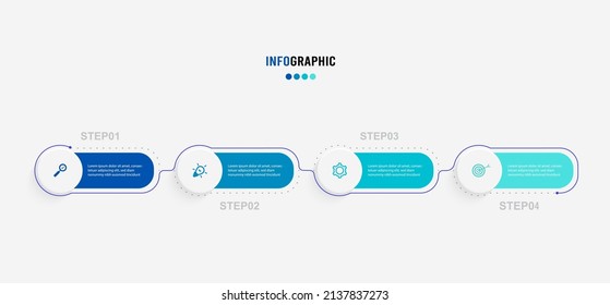 Presentation Infograpics template. Business concept with 4 number options and marketing icons. Vector illustration. Can be used for workflow layout, annual report, info chart, web design.