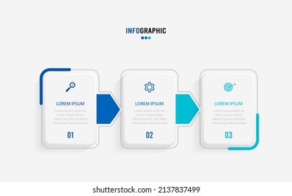 Presentation Infograpics template. Business concept with 3 number options and marketing icons. Vector illustration. Can be used for workflow layout, annual report, info chart, web design.