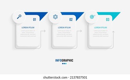 Presentation Infograpics template. Business concept with 3 number options and marketing icons. Vector illustration. Can be used for workflow layout, annual report, info chart, web design.
