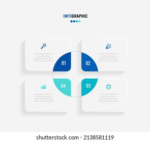 Presentation Infograpics template. Business concept with 4 number options and marketing icons. Vector illustration. Can be used for workflow layout, annual report, info chart, web design.