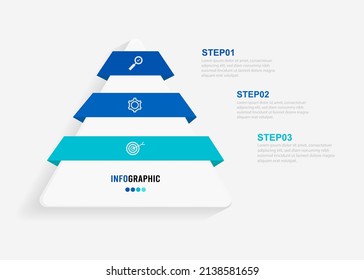 Plantilla de información de presentación. Concepto de negocio con 3 opciones de número e iconos de marketing. Ilustración vectorial. Se puede utilizar para diseño de flujo de trabajo, informe anual, gráfico de información, diseño web.