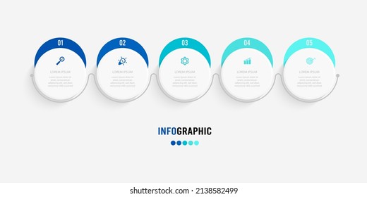 Presentation Infograpics template. Business concept with 5 number options and marketing icons. Vector illustration. Can be used for workflow layout, annual report, info chart, web design.