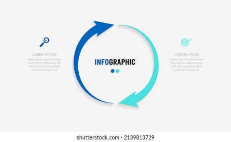 Presentation Infograpics template. Business concept with 2 number options and marketing icons. Vector illustration. Can be used for workflow layout, annual report, info chart, web design.