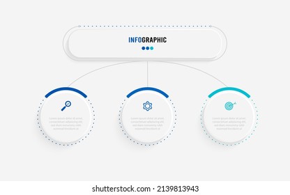 Presentation Infograpics template. Business concept with 3 number options and marketing icons. Vector illustration. Can be used for workflow layout, annual report, info chart, web design.