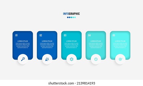 Presentation Infograpics template. Business concept with 5 number options and marketing icons. Vector illustration. Can be used for workflow layout, annual report, info chart, web design.