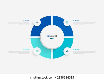 Presentation Infograpics template. Business concept with 4 number options and marketing icons. Vector illustration. Can be used for workflow layout, annual report, info chart, web design.