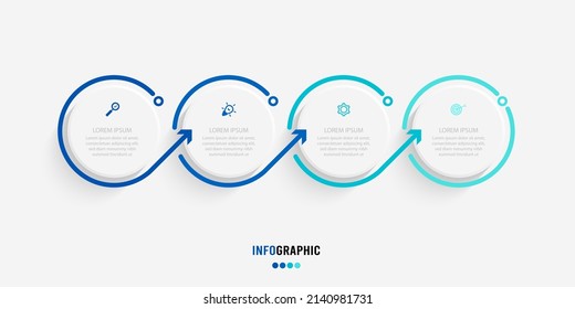 Presentation Infograpics template. Business concept with 4 number options and marketing icons. Vector illustration. Can be used for workflow layout, annual report, info chart, web design.