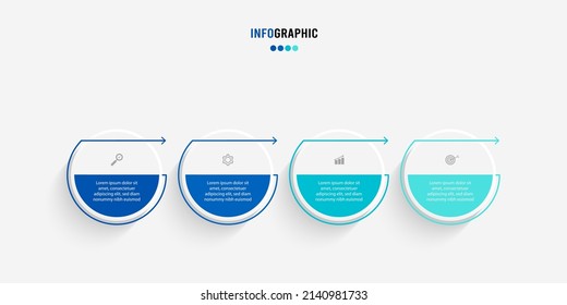 Plantilla de información de presentación. Concepto de negocio con 4 opciones de número e iconos de marketing. Ilustración vectorial. Se puede utilizar para diseño de flujo de trabajo, informe anual, gráfico de información, diseño web.