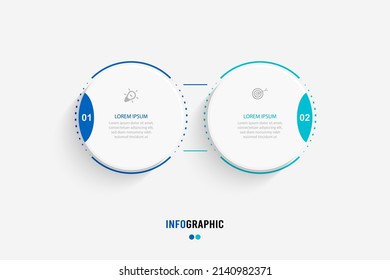 Presentation Infograpics template. Business concept with 2 number options and marketing icons. Vector illustration. Can be used for workflow layout, annual report, info chart, web design.