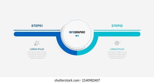 Presentation Infograpics template. Business concept with 2 number options and marketing icons. Vector illustration. Can be used for workflow layout, annual report, info chart, web design.