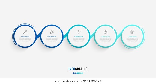 Presentation Infograpics template. Business concept with 5 number options and marketing icons. Vector illustration. Can be used for workflow layout, annual report, info chart, web design.